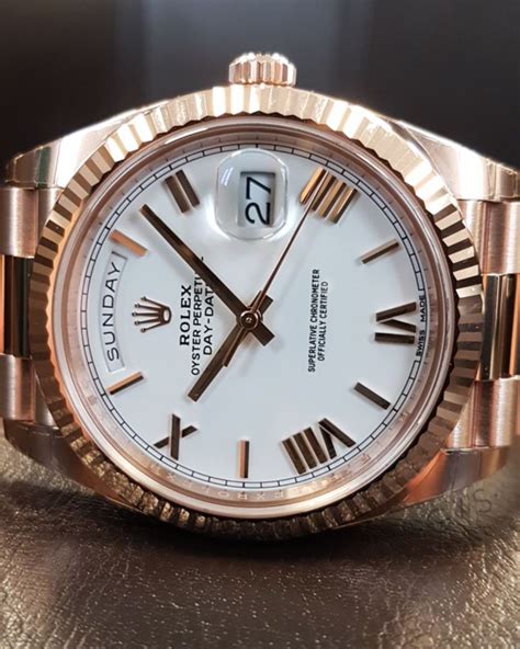 white gold red face rolex|day date 40 rose gold.